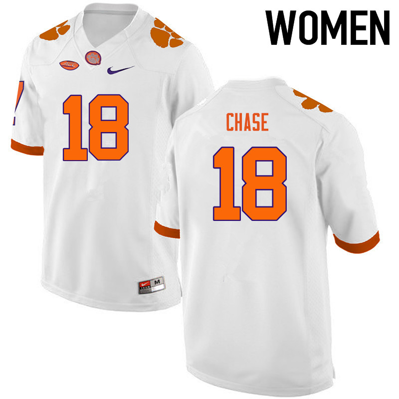 Women Clemson Tigers #18 Tavares Chase College Football Jerseys-White - Click Image to Close